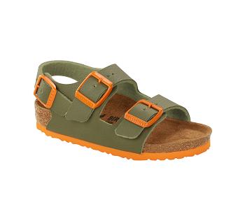 Birkenstock Birko-flor Narrow Milano Børn Grøn Orange | DK 13MQZ